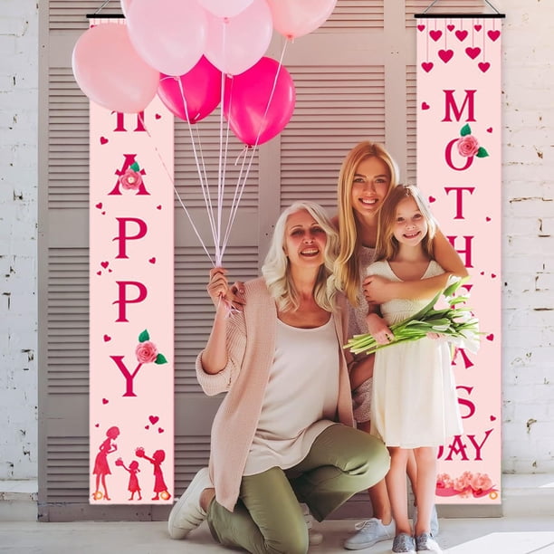 Cortina de puerta con versos del Día de la Madre, 30 x 180 cm, tela de poliéster, cálida decoración navideña | Banner con temática de padres e hijos para puerta, pared y ventana | Regalo para mamás