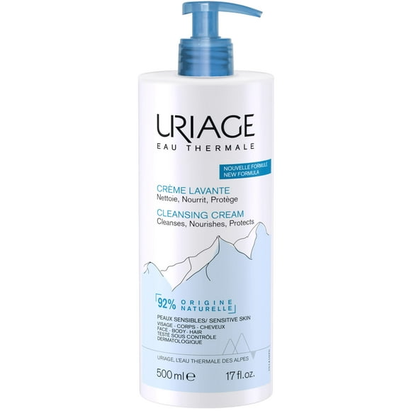 Uriage Crème Nettoyante / Nettoyant Hydratant pour le Visage avec 1/3 de Lait Nourrissant / Convient aux Bébés, aux Enfants et aux Peaux les Plus Sensibles - Sans Savon, Lavage non Moussant, Parfum Délicat