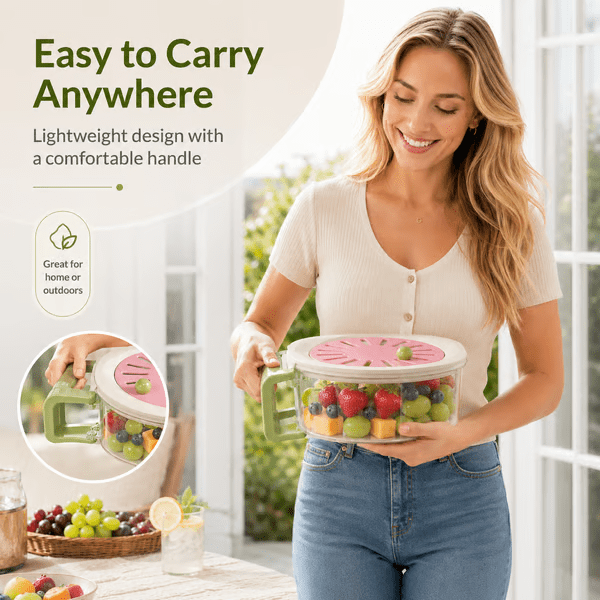 2-in-1 Fresh Keeper Colander Storage Container – Airtight Produce Keeper with Strainer Lid, Fruit and Vegetable Washer & Fridge Organizer, BPA Free 2pack