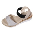 thumbnail image 6 of Pandaie Women's Espadrille Platform Wedge Sandals Comfortable Casual Elastic Ankle Strap Open Toe Walking Shoes for Summer Work Vacation Grey 7, 6 of 7