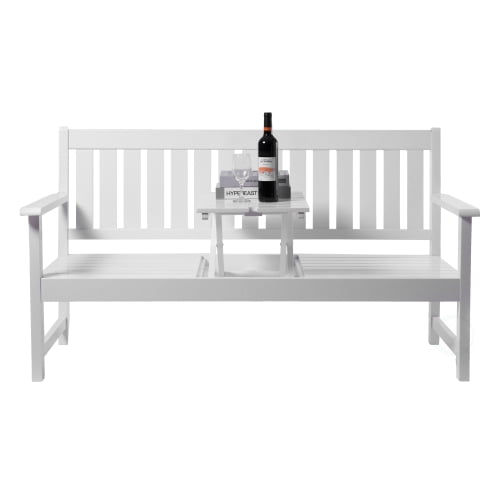 Wooden Patio Garden Park Outdoor Yard Bench With Middle Pop Up Foldable Table White Com - Patio Bench With Middle Table Wooden Patio Garden Park Outdoor Yard Bench With Middle Pop Up Foldable Table White Com - Patio Bench With Middle Table