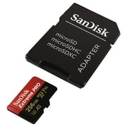 SanDisk Extreme Pro 256GB microSDXC UHS-I U3 A2 V30 Memory Card with Adapter
