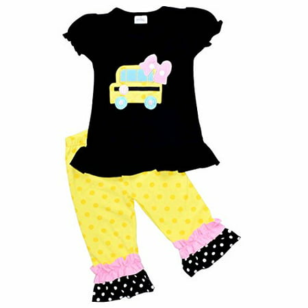 Unique Baby Girls Back to School Bus Shirt Boutique Outfit (6/XL, (Best Back To School Clothes Shopping)