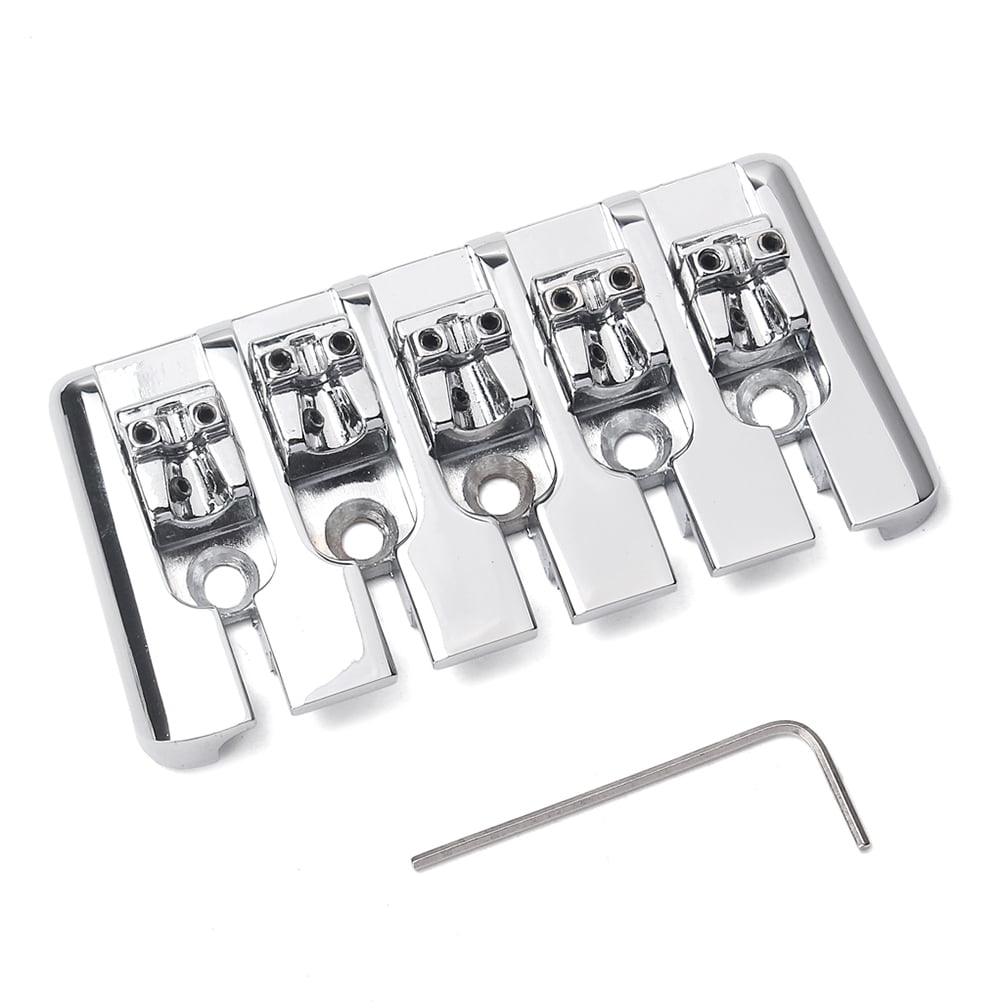 OUNONA Banqiao Guitar Bridge for 5 String Ukulele Silver Metal Vintage Look Easy to Mount