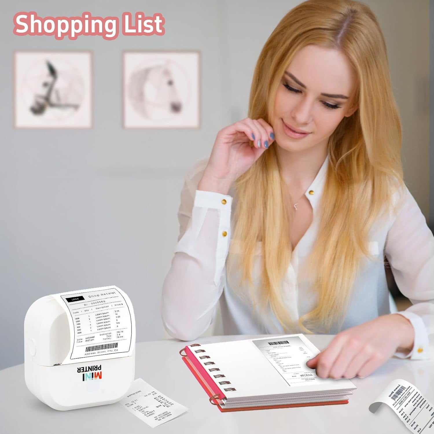 Sticker Printer - Bluetooth Inkless Printer&Sticker Maker with 13 Rolls Paper,Wireless Thermal Printer for iPhone/Android,Compact Print Pod for Notes,Journals,DIY,Kids Crafts&Unique Gift