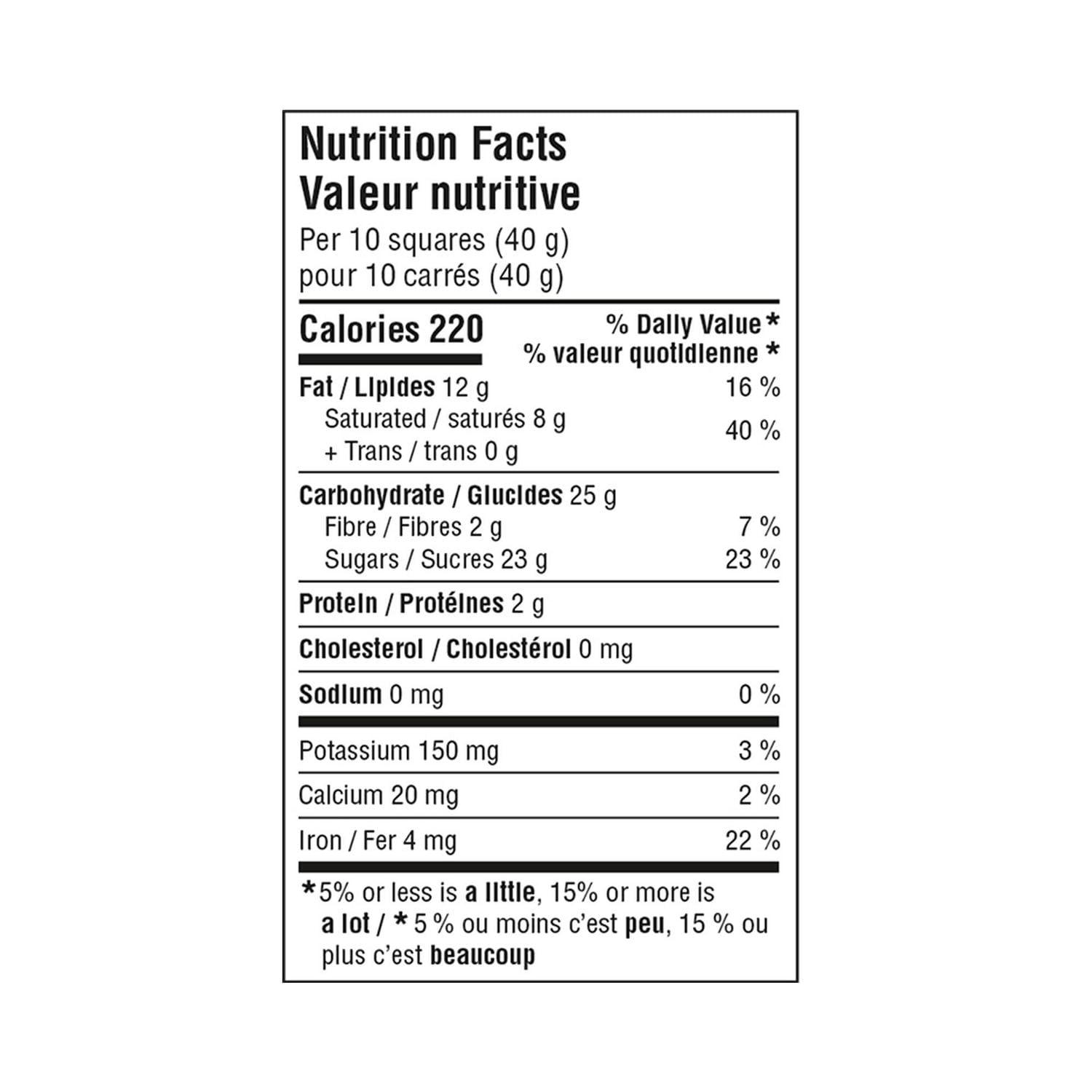 Chocolat noir de Great Value 100g