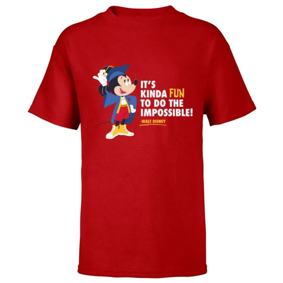 Disney Mickey Mouse Graduation New Grad Do the Impossible - Short Sleeve T-Shirt for Kids - Customized-Red