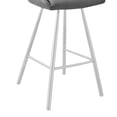 thumbnail image 4 of 26 Inch Faux Leather Counter Height Bar Stool, Silver and Charcoal - Saltoro Sherpi, 4 of 5
