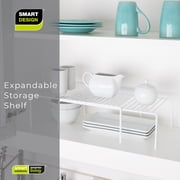 Smart Design Expandable Kitchen Storage Shelf Rack, Steel, Rust-Resistant, White (16–32.5 in)
