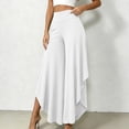 thumbnail image 5 of Karymi Womens Shorts High Waist Ruffle Layered Flowy Wide Leg Pants, Solid Elastic Waist Asymmetrical Hem Palazzo Trousers, Elegant Party Vacation Jean Shorts, 5 of 7