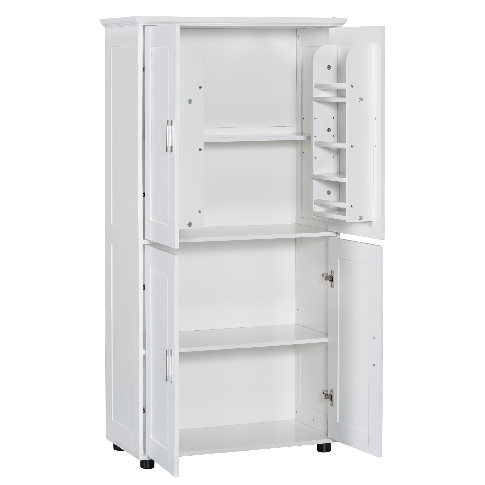 UBesGoo Bathroom Storage Cabinets 4 Doors with Hidden Storage Drawers for Bathroom, Living Room, White