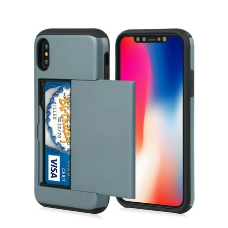 TSV Slim Armor CS iPhone X Case with Slim Dual Layer Wallet Design and Card Slot Holder for Apple iPhone X (2017) - (Best Open Case Cs Go)