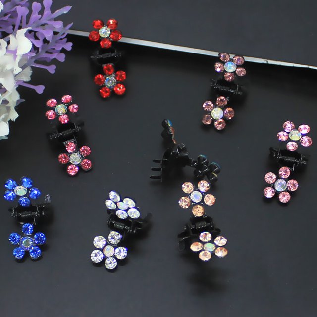 Pinzas de pino, 12 piezas de pinzas para el cabello con diamantes de imitación, mini pinzas para el cabello impulsadas por el rendimiento