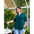 thumbnail image 3 of VERABENDI Women's Plus Size Tops 3/4 Sleeve Tunic Shirts A Buckle Decoration V-Neck Blouses,M-4XL, 3 of 6