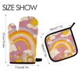 thumbnail image 2 of Yayeee Oven Mitts and Pot Holder Set of 2 Heat Resistant Kitchen Gloves Baking Hot Pad, Purple Retro Rainbow, 2 of 5