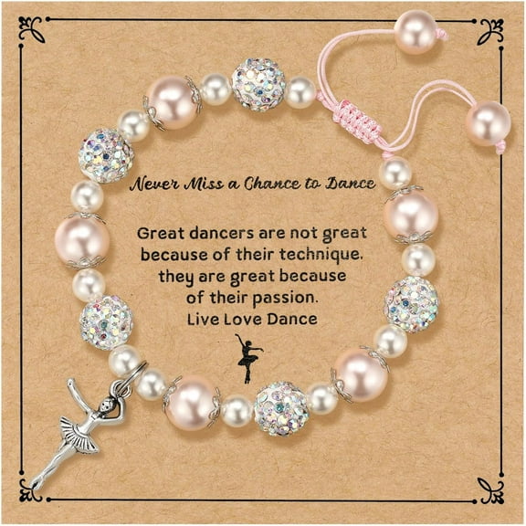 Dance Recital Gifts for Women, Dancing Sparkle Pink Dance Bracelet for Dance Lover Team, Ballerina Gift for Ballet Dancer, Dancing School Competition Gifts for Ballet Friends Mate