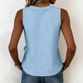 thumbnail image 5 of Nestiefly Womens Linen Wrap Tank Top V Neck Waist Side Tie Shirt Sleeveless Cotton Summer Blouses Asymmetrical Vest Tops Light Blue L, 5 of 6
