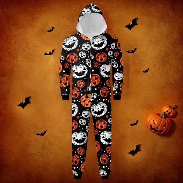 Halloween Pajamas Long Sleeved Zippered Family Matching Jumpsuit Romper Family Halloween Costumes Family Pajamas Matching Pjs