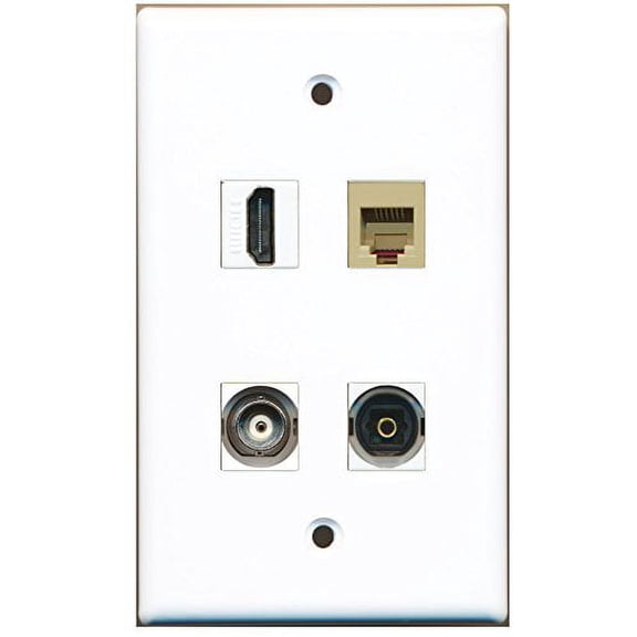 RiteAV - 1 Port HDMI 1 Port Phone RJ11 RJ12 Beige 1 Port Toslink 1 Port BNC Wall Plate