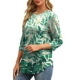 thumbnail image 3 of Fantaslook Womens Plus Size Tops 3/4 Sleeve Pleated Dressy Blouses Crew Neck Casual Tunic Tops Summer Shirts, 3 of 7