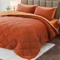 thumbnail image 1 of MUXHOMO 7 Pieces Queen Comforter Set, Reversible Bed in a Bag Queen Size, All Season Queen Bedding Set with Comforter, Flat Sheet, Fitted Sheet, Pillowcases & Shams, Burnt Orange & Camel, 1 of 18