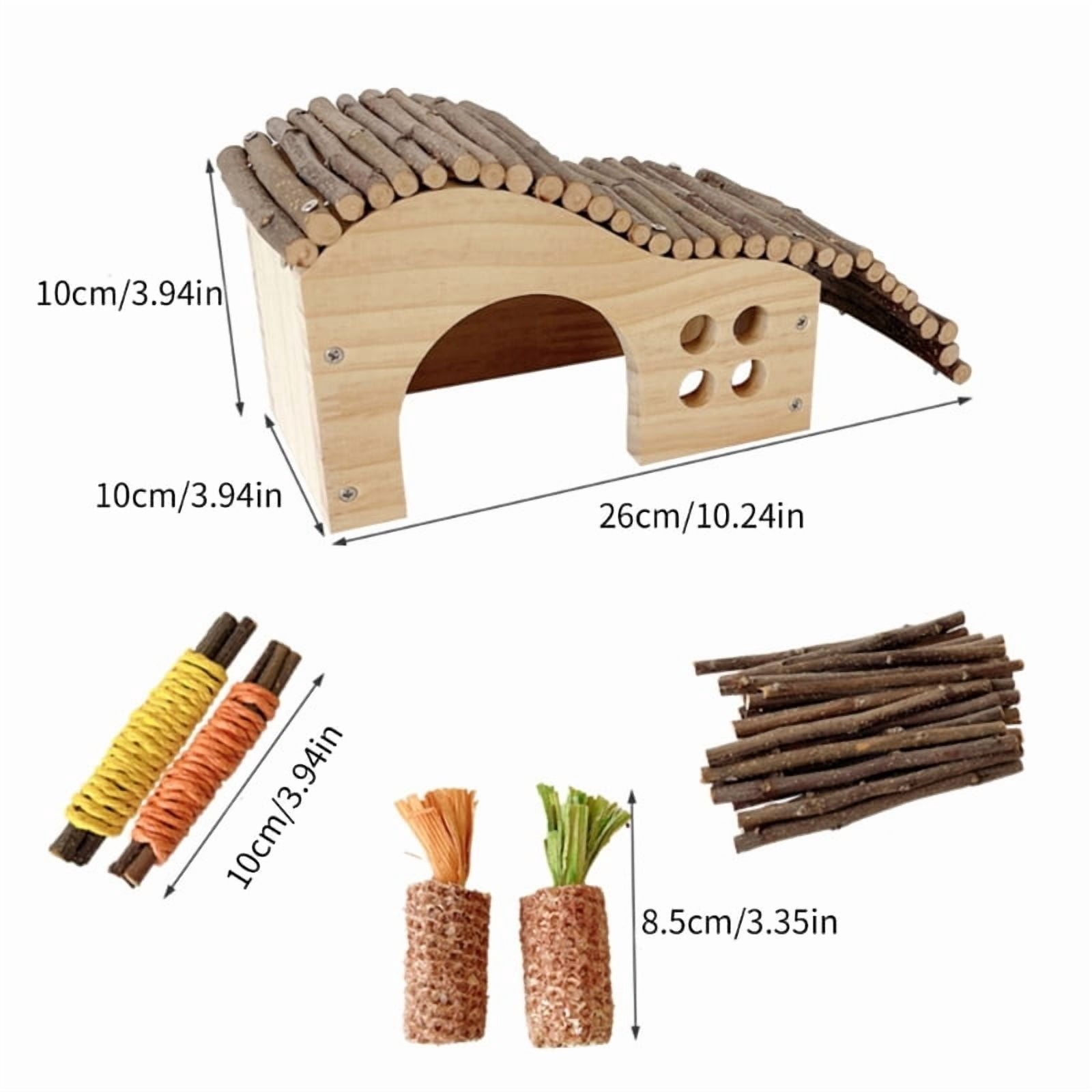 10PCS Guinea Pigs Toy Bulk Birdcage Accessories Wood Chewable Pet Hideout House