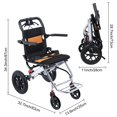 thumbnail image 3 of Queroig Adult Wheelchair, Lightweight Foldable Transport Wheelchair, 15.75-inch Wide Seat Portable Transport Chair, Travel Wheelchair with Handbrake, Shock-absorbing Load Capacity of 80KG,, 3 of 8