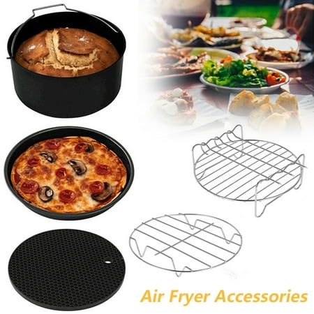 

OROMYO 5 in 1 Air Fryer Accessories Durable Electric Cooker Accessories Air Fryer Accessories for Kitchen Cookware Baking Basket Grill Pot Rack 3.7QT- 5.8QT