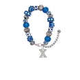 thumbnail image 2 of Delight Jewelry Silvertone Crystal Initial - X - Blue Paw Print Bead Bracelet, 7"+2", 2 of 4