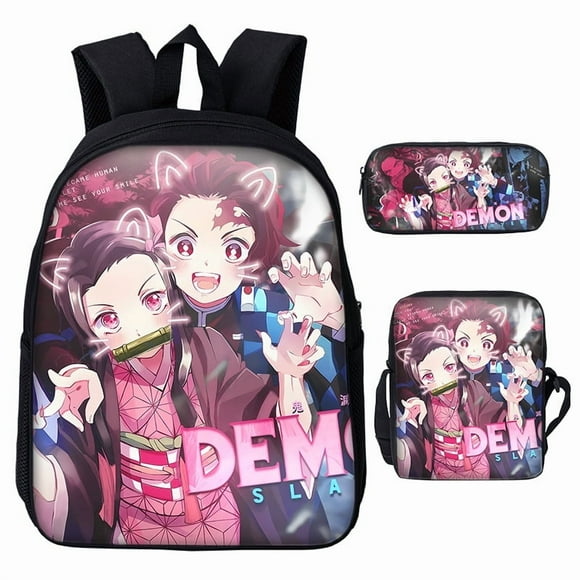 3D Demon Slayer Backpack Cartoon Backpack Three-Piece Printing