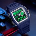 thumbnail image 4 of Men Watches Business Dress Chronograph Big Square Quartz Analog Male Watch Silicone Strap Waterproof Date Gift Mens Wrsit Watch, 4 of 7