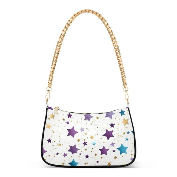 Womens Chain Shoulder Bag Stars Colorful Classic Tote Handbags Fashion Clutch Hobo Purse with Zipper for Travel Casual