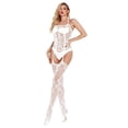 thumbnail image 3 of Ropa interior sexy uniforme elegante mono jacquard entrepierna abierta medias pantimedias, 3 of 5