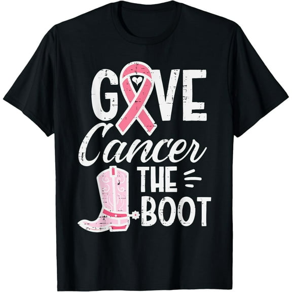 Give Breast Cancer The Boot Pink Ribbon Awareness Women T-Shirt