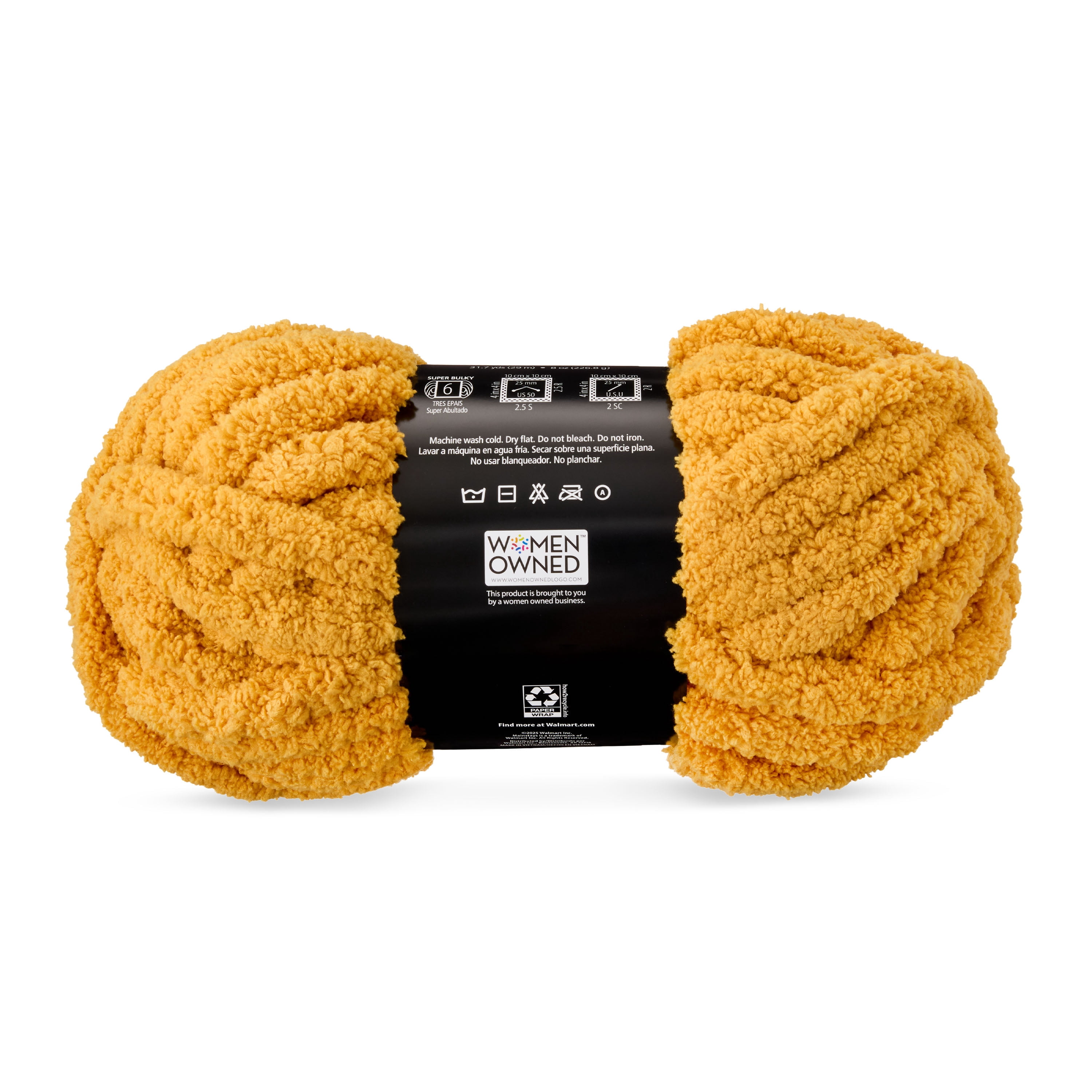Mainstays Chunky Chenille Yarn, 31.7 yd, Mango, 100% Polyester, Super Bulky, Pack of 4