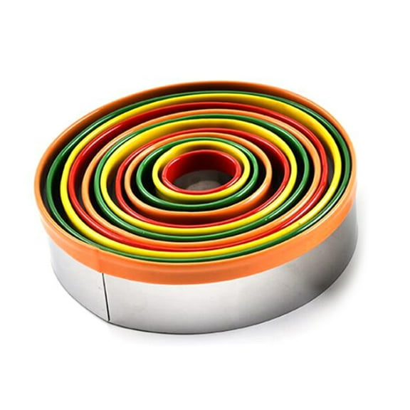FRCOLOR Stainless Steel Round Cookie Cutters Set 12 Piece for Baking and Cooking Assorted Color