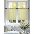 thumbnail image 5 of Yellow Striped Semi Sheer Curtains 45 Inch Length 2 Panels Set, Modern Simple Farmhouse Beige Vintage Sheer Kitchen Curtain Privacy Voile Window Curtain for Living Room Bedroom Rod Pocket Drapes, 5 of 7