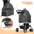 thumbnail image 6 of Magshion Foldable Dog Pet Stroller with Detachable Storage Basket, 4 Wheel, Black with White Polka Dots, 6 of 13