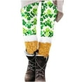 thumbnail image 5 of lcziwo Christmas Clearance, St Patricks Day Leggings for Women High Waisted Tummy Control Workout Leggings Funny Shamrock Leaves Print Irish Green Soft Yoga Pants Gold S, 5 of 8