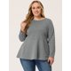 thumbnail image 3 of Blude talgrande pamujer con pade gallo, blusas de trabajo informales paoficina, top peplum Blanco Negro XL, 3 of 5
