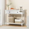 thumbnail image 1 of OUDOSPRS Traditional Console Table, Narrow Entryway Table, Features Two Drawers and Bottom Shelf, Wood Accent Sofa Table for Living Room, Entrance, Hallway, Couch(Ivory White), 1 of 9