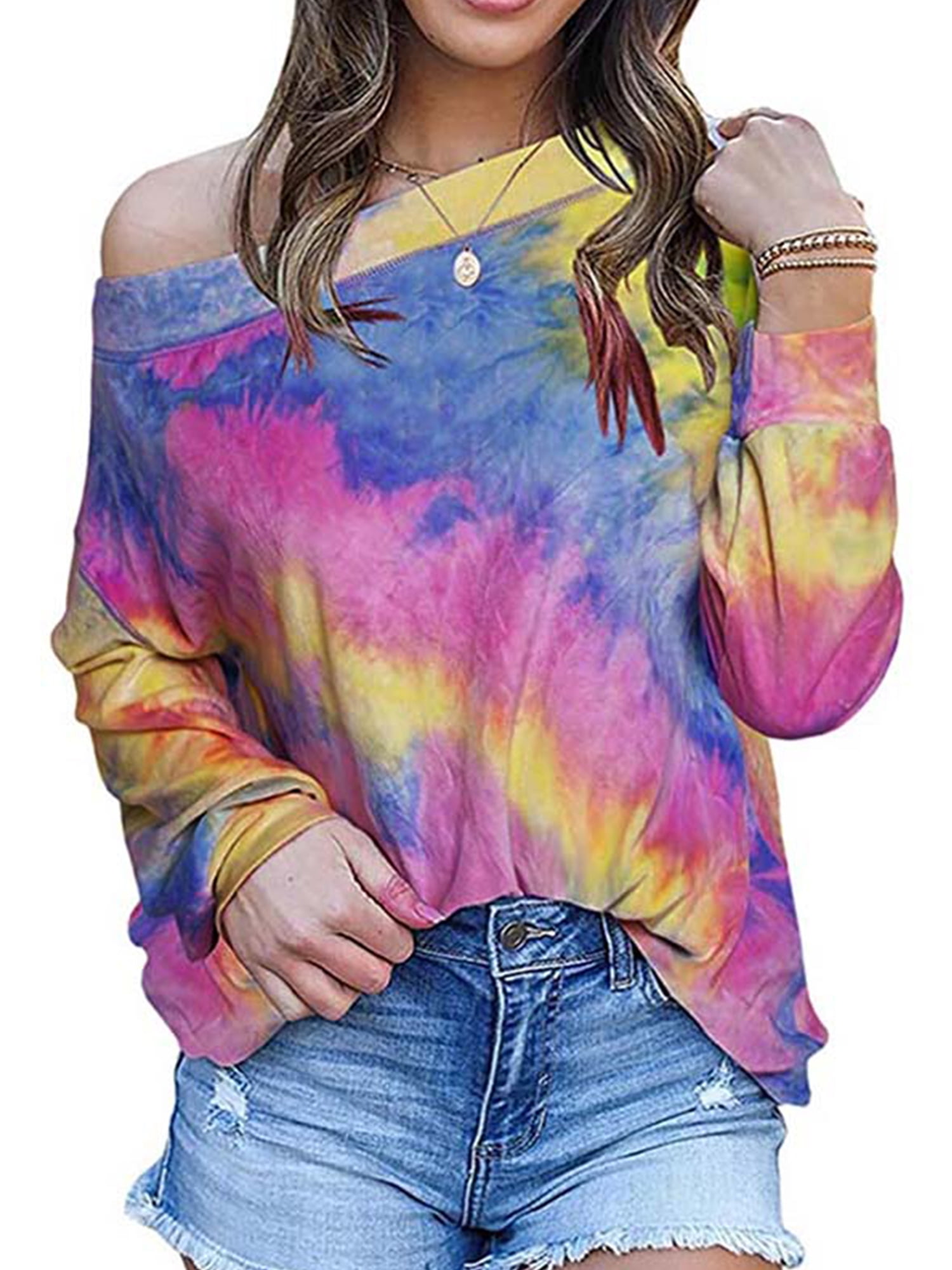 Womens Tie Dye Baggy Blouses 
