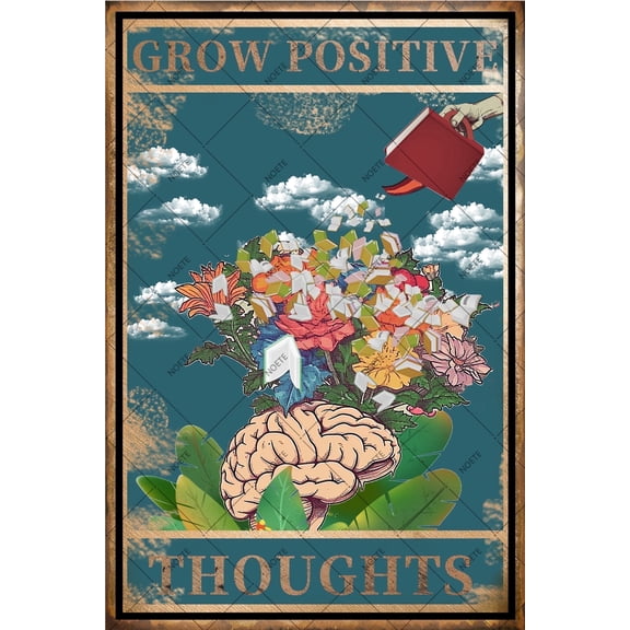 Noete Vintage Flower Boy Tin Sign - 8x12 Inch Boho Wall Art for Home, Office, Classroom & Cafe Decor Rustic Flower Boy Tin Sign with Positive Vibes for Boys' Room & Aesthetic Spaces
