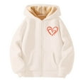thumbnail image 3 of Kiijoy Girls Fleece Hooded Jacket Winter Warm Heart Print Zip Up Hoodie Coat, Sizes 4-5, 3 of 3