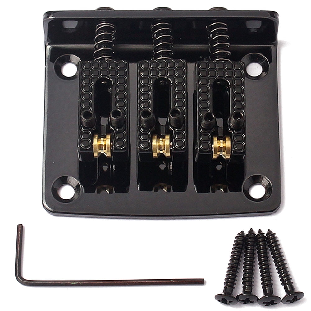 Black difcuyg5Ozw 3-string Hard-tail Adjustable Bridge with Allen Wrench Mounting Screws Electric Cigar Box Guitar Replacement Parts 