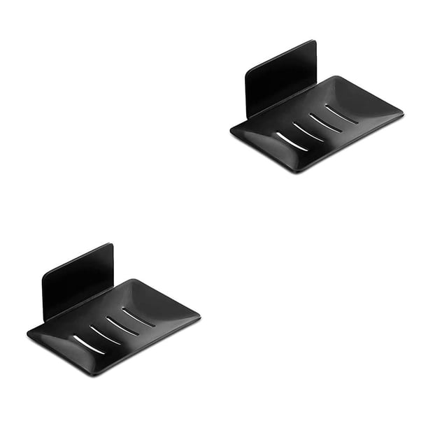 Billuyoard Soporte de esponja para ducha de baño, placa de pared para cocina, organizador de Metal para inodoro, bandeja anticorrosión, Negro 2piezas