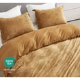 thumbnail image 4 of Chezmoi Collection Piers 3-Piece Caramel Gold Distressed Velvet Duvet Cover Set Queen Size with Button Closure and 8 Corner Ties, Soft Washed Microfiber Reverse Comforter Cover, 4 of 9