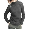 thumbnail image 1 of Capreze Winter Warm Jumper Tops Cable Pullover for Women Casual Knitted Sweaters Work High Neck Sweater Grey XL, 1 of 2