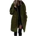 thumbnail image 3 of HTNBO Sherpa Jacket Women Lapel Fuzzy Trench Jackets Winter Fleece Outerwear Button Cardigan Trendy Knit Jacket Coat, 3 of 8
