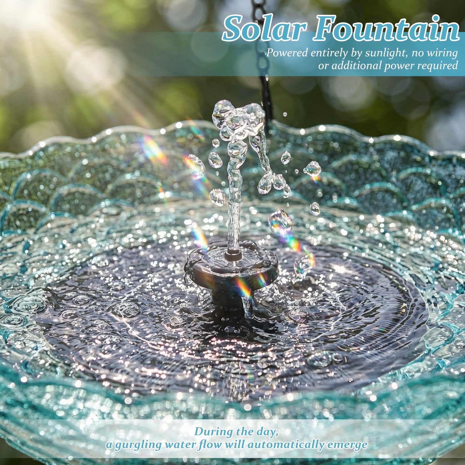 Threns Solar Hanging Bird Bath Fountain Hanging Solar Bird Bath Fountain for Outdoor Garden Backyard Patio Lawn Wildlife Feeder (Blue)